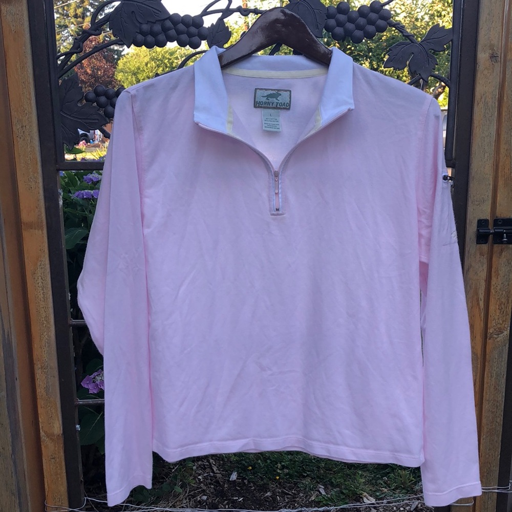Horny Toad light pink long sleeve cotton blend tee size L